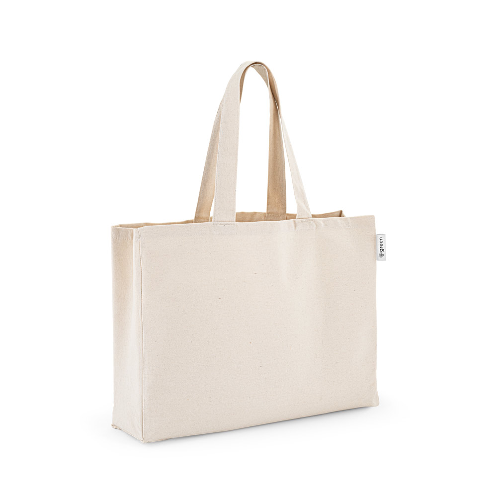 SACOLA EM 50% ALGODÃO, 30% ALGODÃO RECICLADO E 20% POLIÉSTER RECICLADO (220 G/M²)